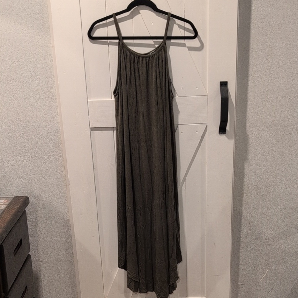 MRT 1030 Boho Olive Green Sleeveless Maxi Dress, Plus Size 2X